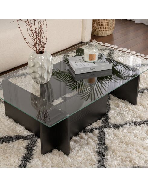 Table basse Flavio bois noir - 105x30x65 cm