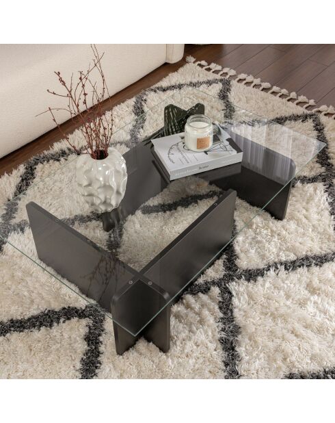 Table basse Flavio bois noir - 105x30x65 cm