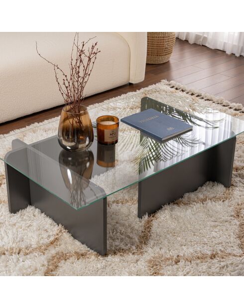 Table basse Flavio anthracite - 105x30x65 cm