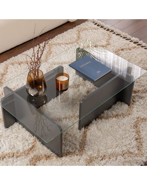 Table basse Flavio anthracite - 105x30x65 cm