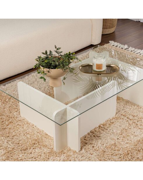 Table basse Flavio bois blanc - 105x30x65 cm