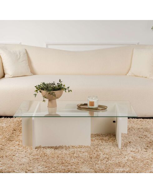 Table basse Flavio bois blanc - 105x30x65 cm