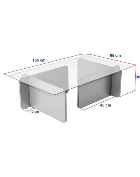 Table basse Flavio bois blanc - 105x30x65 cm