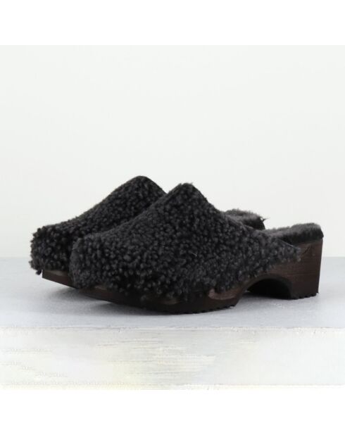 Sabots en Cuir 117-SB noires - Talon : 5cm