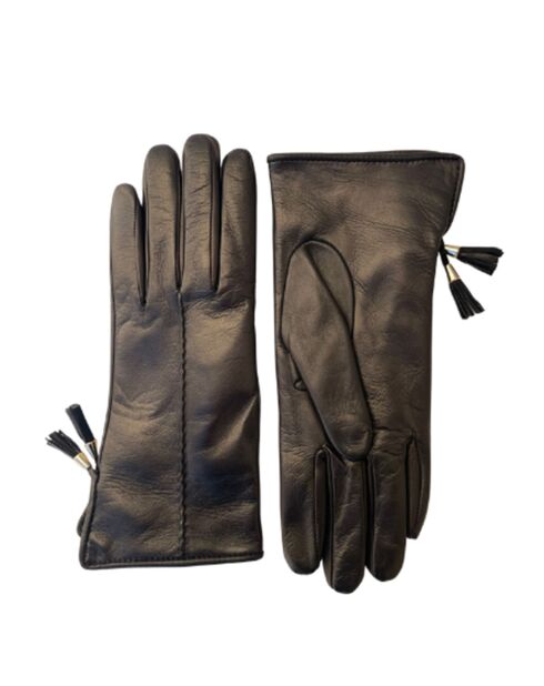 Gants en Cuir d'Agneau doublés Laine Trocadero noirs