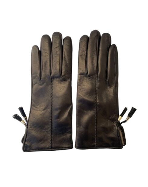 Gants en Cuir d'Agneau doublés Laine Trocadero noirs