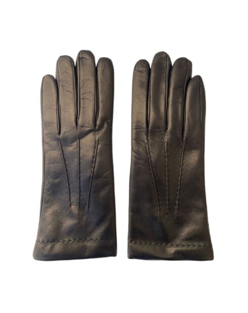 Gants en Cuir d'Agneau doublés Laine Valmy noirs