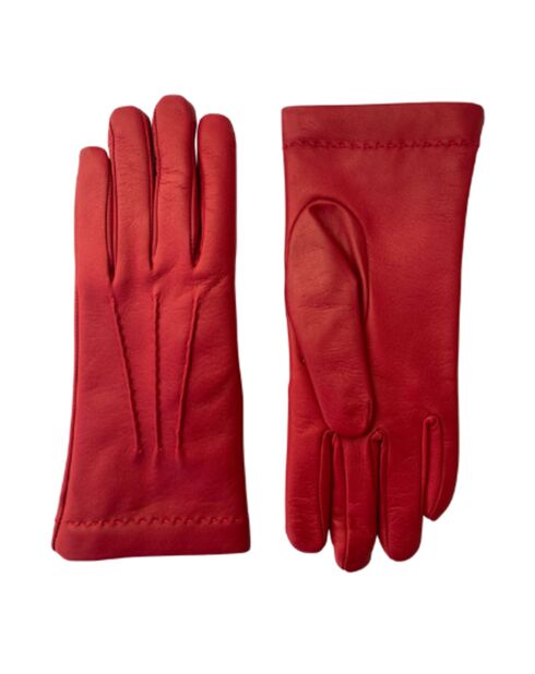 Gants en Cuir d'Agneau doublés Laine Valmy ruby