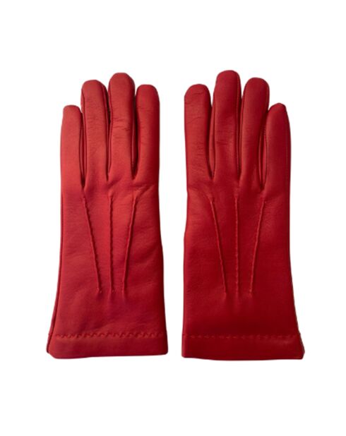 Gants en Cuir d'Agneau doublés Laine Valmy ruby