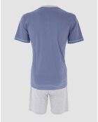 Pyjama à manches courtes & Short bleu/gris