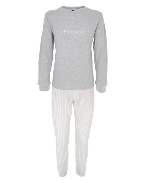 Pyjama à manches longues & pantalon long gris chiné