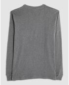 Pyjama col rond à manches longues & pantalon long gris foncé chiné