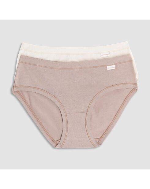 2 Culottes Midi blanc/marron