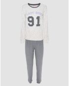 Pyjama col rond à manches longues & pantalon long anthracite