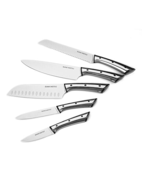 Bloc + 5 couteaux Sharp noir