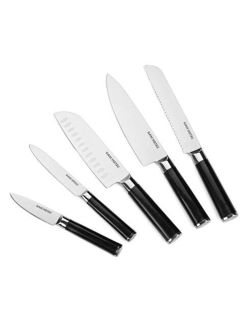 Bloc + 5 couteaux Steel noir