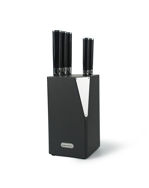 Bloc + 5 couteaux Steel noir