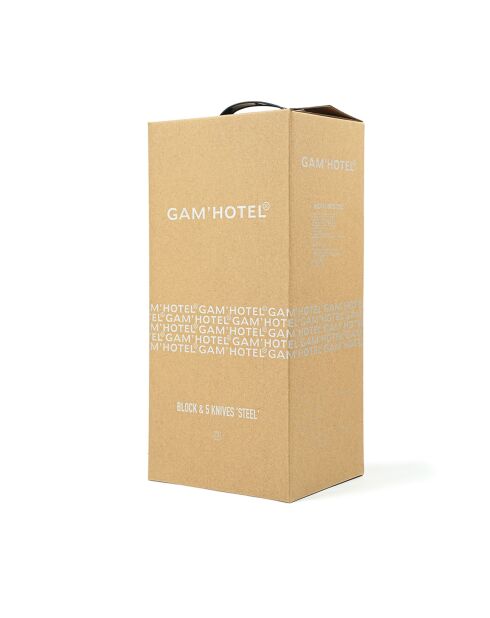 Blocco + 5 coltelli in acciaio nero