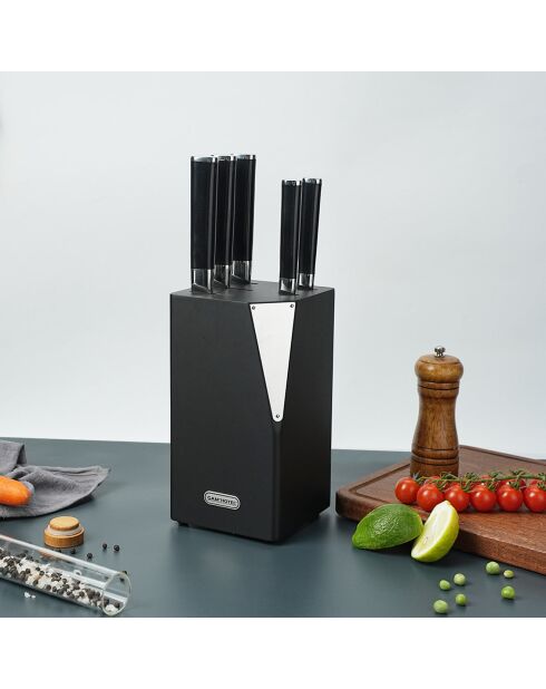 Bloc + 5 couteaux Steel noir