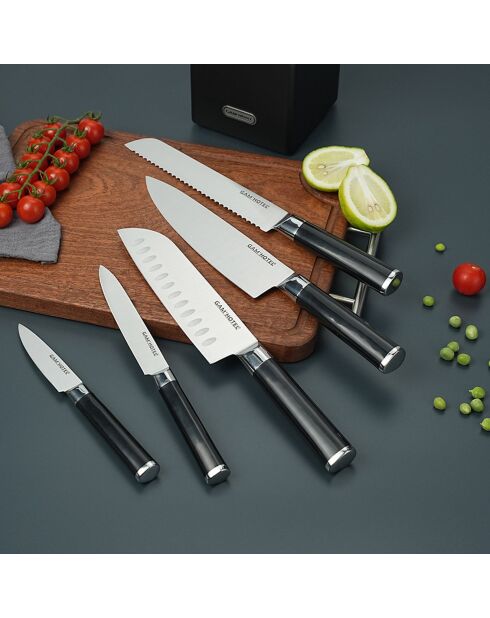 Bloc + 5 couteaux Steel noir