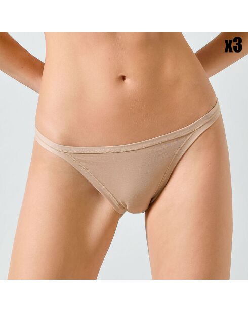 3 Strings en coton biélastique beiges