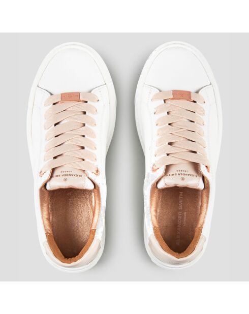 Sneakers en Cuir London blanc/beige