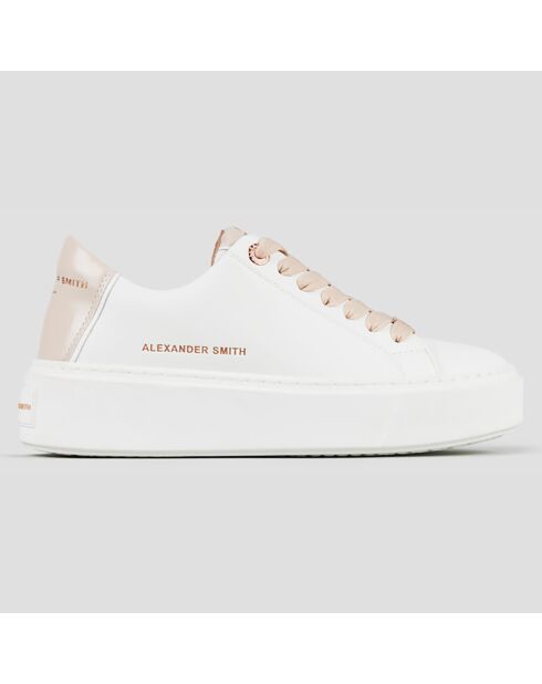 Sneakers en Cuir London blanc/beige