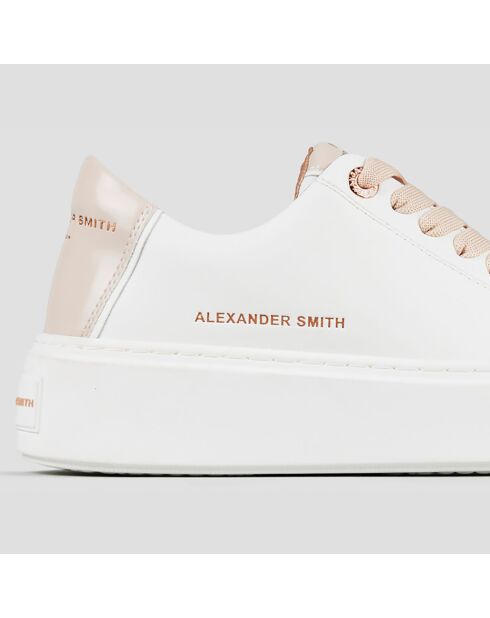 Sneakers en Cuir London blanc/beige