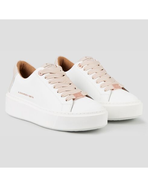 Sneakers en Cuir London blanc/beige