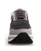 Grijze gemeleerde leren sneakers