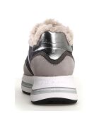 Grijze gemeleerde leren sneakers
