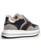 Grijze gemeleerde leren sneakers