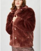 Manteau court en Fausse Fourrure Bijou choco