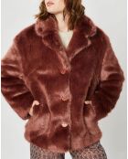 Manteau court en Fausse Fourrure Bijou choco