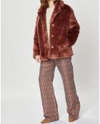 Manteau court en Fausse Fourrure Bijou choco