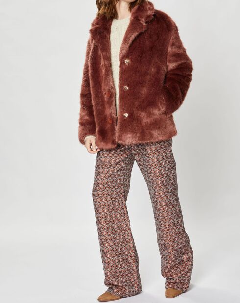 Manteau court en Fausse Fourrure Bijou choco