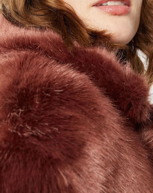 Manteau court en Fausse Fourrure Bijou choco
