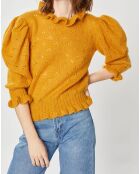 Pull en Mohair & Alpaga mélangés Chamallow ocre