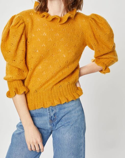 Pull en Mohair & Alpaga mélangés Chamallow ocre
