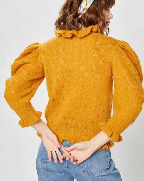 Pull en Mohair & Alpaga mélangés Chamallow ocre