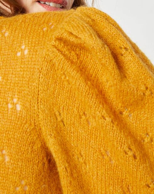 Pull en Mohair & Alpaga mélangés Chamallow ocre