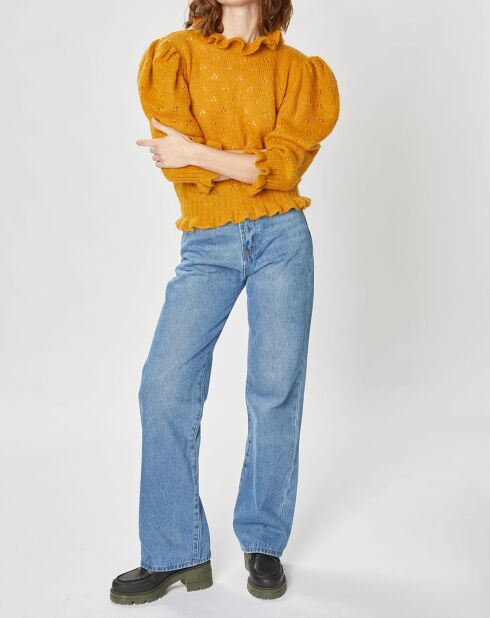 Pull en Mohair & Alpaga mélangés Chamallow ocre