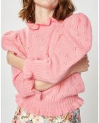 Pull en Mohair & Alpaga mélangés Chamallow rose