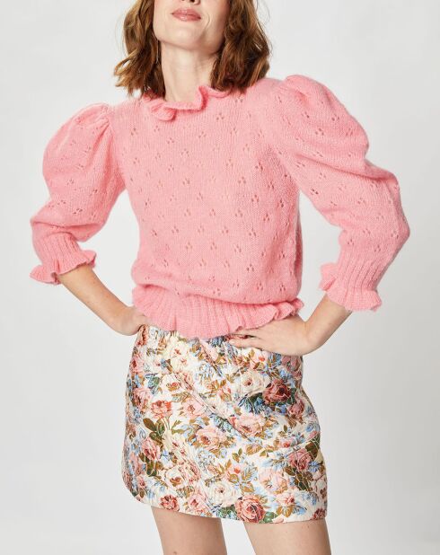 Pull en Mohair & Alpaga mélangés Chamallow rose