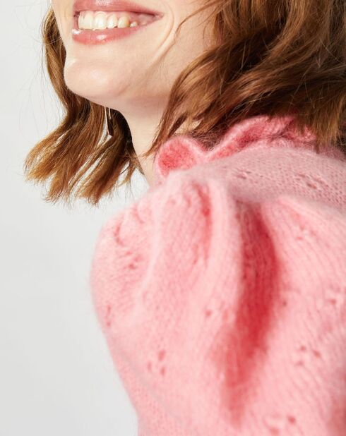 Pull en Mohair & Alpaga mélangés Chamallow rose