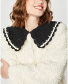 Manteau en Fausse Fourrure Nounours col amovible écru