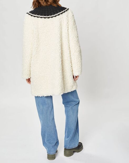 Manteau en Fausse Fourrure Nounours col amovible écru