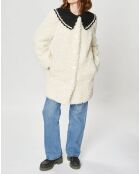 Manteau en Fausse Fourrure Nounours col amovible écru