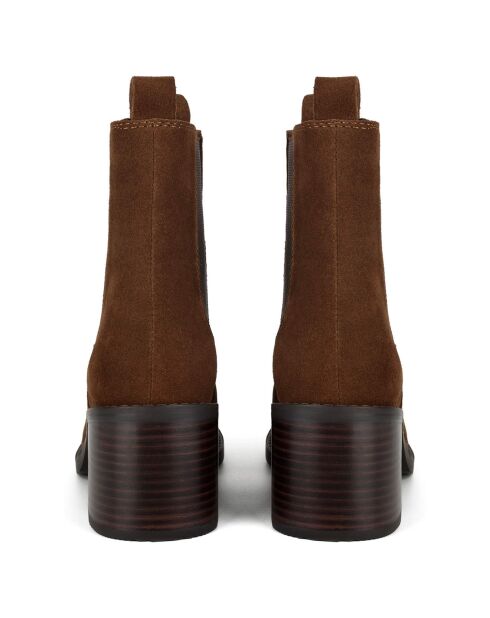 Bottines en Cuir Find Your Strength camel - Talon 7 cm