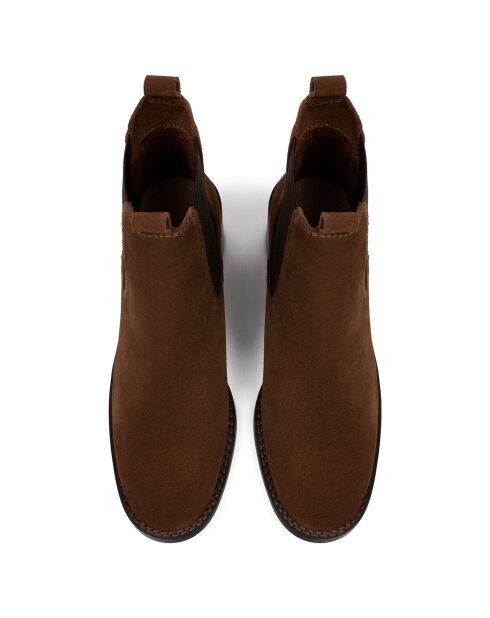 Bottines en Cuir Find Your Strength camel - Talon 7 cm